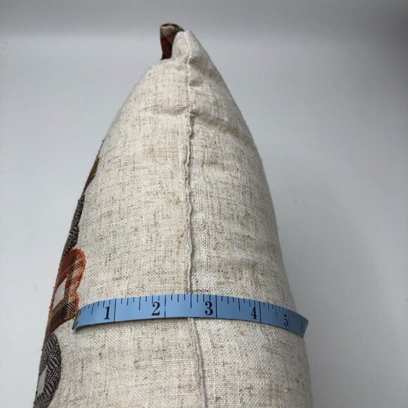 THANKSGIVING Fall Turkey Country Harvest Tweed Brown Cream Orange Plaid Pillow - Picture 15 of 15